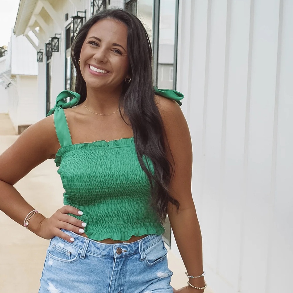 TCEC | Green Smocked Tie Tank